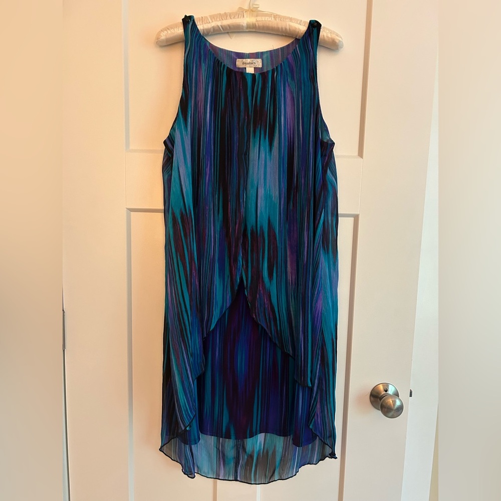 Multicolor extremely comfy sleeveless dress hi-low hemline